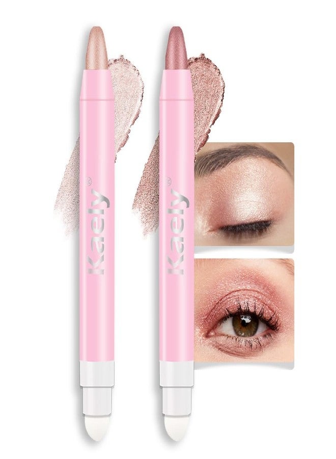 evpct 2Pcs Cream Eye Shadow Brightener Sticks Set for Eyes Waterproof, Champagne & Rose Gold Shimmer Cream Eyeshadow Applicator Stick Long Lasting Pigmented Eye Makeup sombras en crema para ojos 17+37 - Image 1